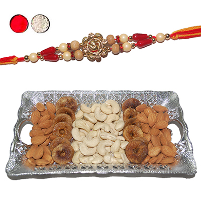 "Rakhi - FR-8060 A (Single Rakhi) , Dryfruit Thali - code RD100 - Click here to View more details about this Product